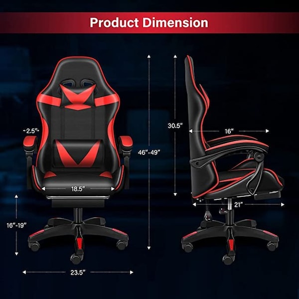 Yssoa Gaming chair Black Red Color, WIDE FNGAMECHAIR01BRWIDE | Zoro